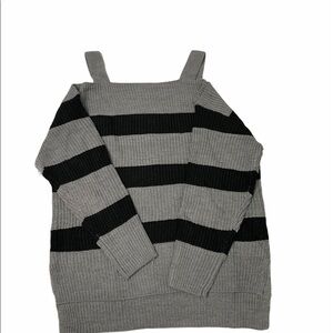 New York & Company Gray and Black Off-the-Shoulder Sweater